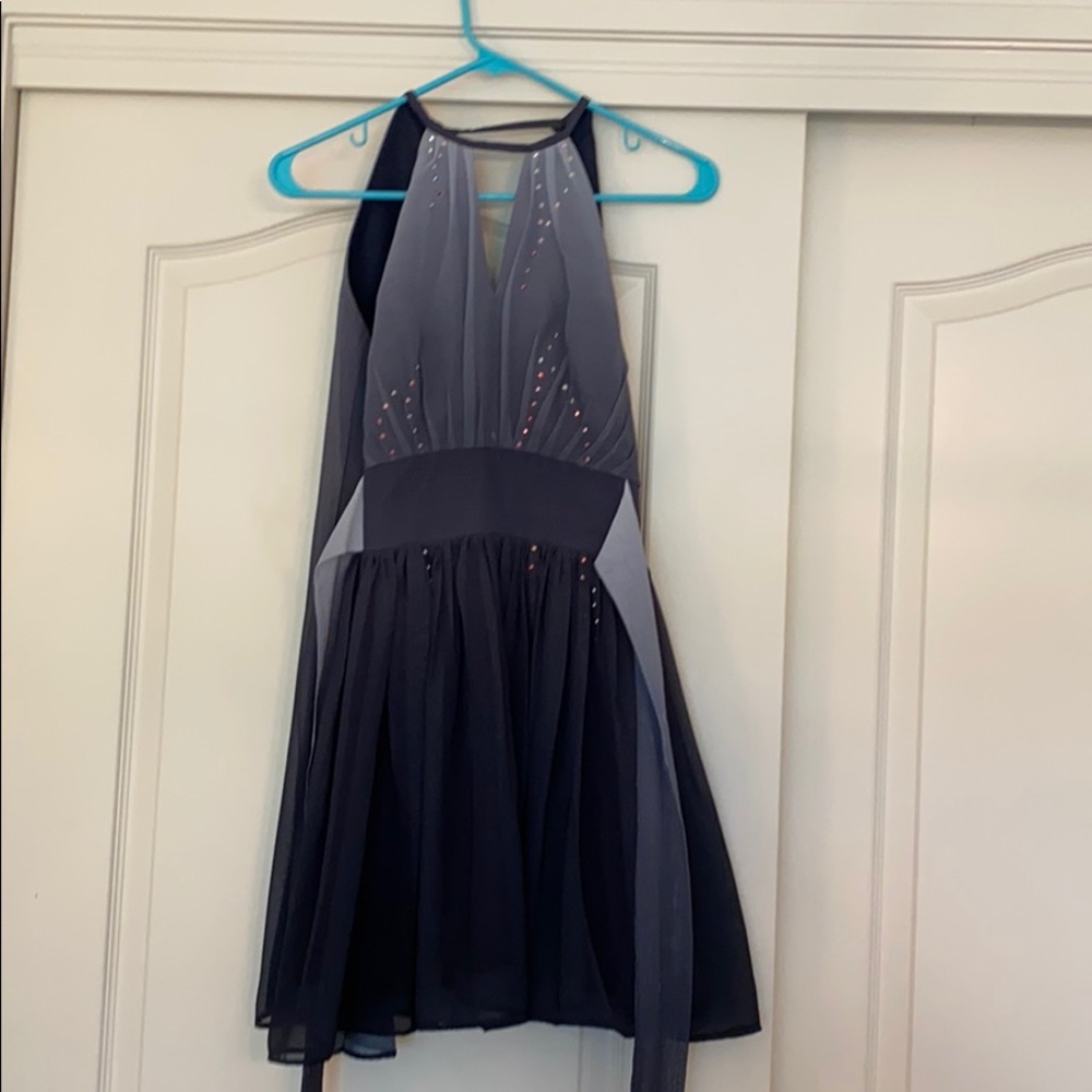 handmade grey ombré dress red silver embellishment